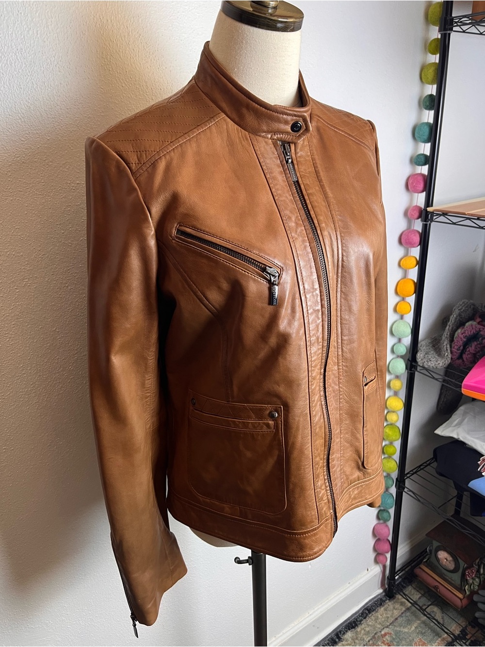 Bernardo Cognac 100% Leather Jacket - Picture 3 of 10
